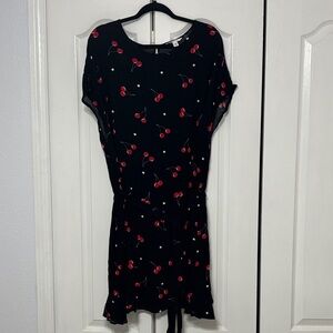 POPSUGAR Black Dress with Cherry & Polka Dot Print